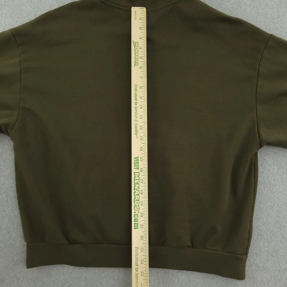 Alo Yoga Hoodie Womens Large Green Fleece Pullover Relaxed Logo Sweatshirt